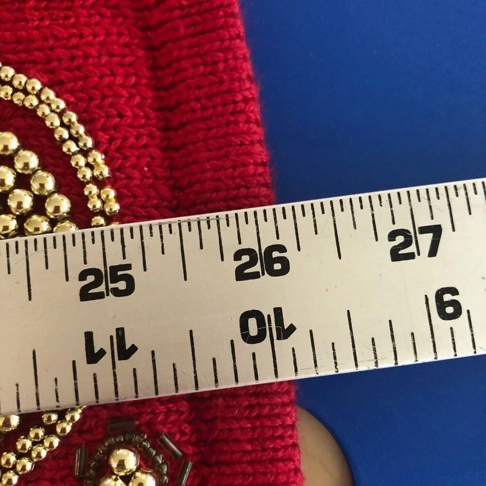VTG Donnkenny Red Sweater Vest Women's L Hand Beaded‎ Embellished Christmas Nana